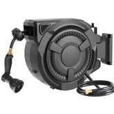 WikiWiki retractable garden hose reel 130ft neatly stores a long hose for effortless outdoor tasks.