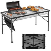 WildFinder folding grill table 4x2ft offers a sturdy outdoor surface for picnics.