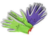 WILDFLOWER Tools nitrile-coated gardening gloves provide strong grip in wet soil.