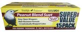 Wildlife Sciences Peanut Suet Cakes pack closeup; melt-resistant formula attracts tree-clinging birds.