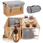 Willow Weave wicker picnic basket with four-person capacity for outdoor meals.