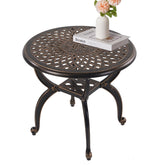 WILOUNGE cast aluminum outdoor side table with copper round finish, ideal for patios.