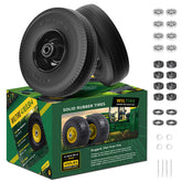 Wiltire 10-inch solid tire tread close-up shows rugged run-flat design for durability.