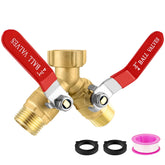 WindBlowGrass 2-Way Hose Splitter shows two outlets with dual shut-off valves