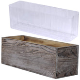 Windiy wood planter box with whitewashed rectangular front view, ideal for rustic centerpieces.