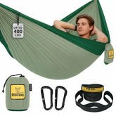 Wise Owl Outfitters camping hammock single sage green packed for travel, ready to go