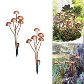 Wissppoott 6.5-inch metal mushroom stake adds whimsy to the garden.