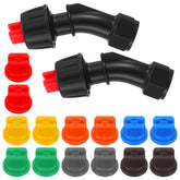 WJIAAA flat fan nozzle provides broad coverage with a 110-degree spray