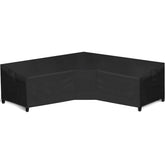 WLEAFJ patio V-shaped sofa cover, side view, protects against rain and sun.
