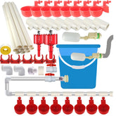 WODERIC complete automatic chicken waterer setup shows cups and pipes for easy poultry hydration