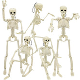 WODMAZ 5-pack skeletons on display for a spooky party setup.