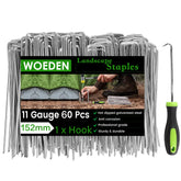 WOEden 60-pack 6-inch landscape staples secure weed barriers for durable outdoor use.