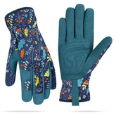 WOHEER leather gardening gloves in leaf blue emphasize abrasion-resistant durability for daily tasks.