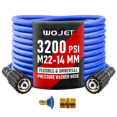WOJET pressure washer hose 25ft provides flexible reach for cars and patios.