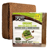 Wonder Soil dry coco coir brick ready to hydrate into growing medium.
