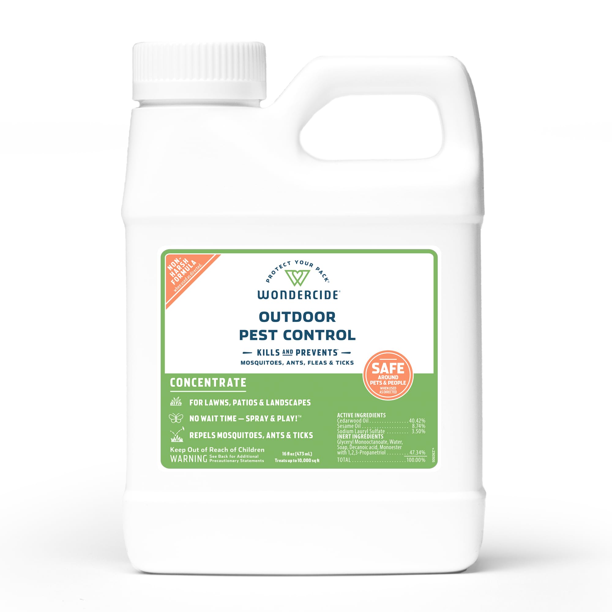 Wondercide Outdoor Pest Control Spray Concentrate bottle ready for safe outdoor use around pets.