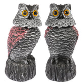 WonderField owl decoy bobblehead deters birds in the garden.