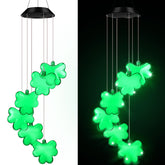 Wonderjune shamrock wind chime with LED lights adds garden evening glow.