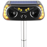 WonderMar solar ultrasonic animal repellent front view deterring wildlife in your yard