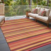WondRg outdoor rug 5x8 red-orange stripe for patios and decks, durable outdoor surface.