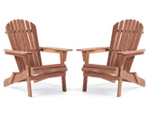Wood-Natrl folding Adirondack chairs set; compact for small patios and easy storage.