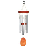 Woodstock Chimes Amazing Grace wind chime 16-inch silver tubes in ash wood for outdoor serenity