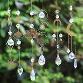 Worgree six-piece crystal suncatcher hangs in window to cast rainbow light