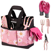 Workpro flower-pattern garden tool set in a bag for easy storage.