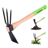 WORKPRO hoe-cultivator with 14-inch handle for versatile digging and soil loosening.