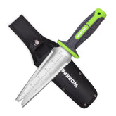WORKPRO Hori Hori garden knife blade close-up for precise cutting and pruning.