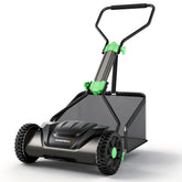 WORKPROX 16-Inch push reel mower front view, compact and easy to maneuver.