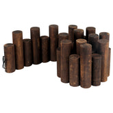 Worth Garden log rolls edging with burnt wood finish creates rustic garden borders.