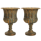 Worth Garden urn planter in bronze finish with a tall 24.5-inch silhouette.