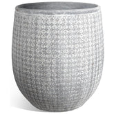 Worth round planter with textured concrete look for a modern indoor garden