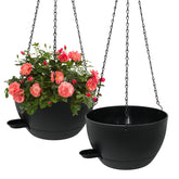 WOUSIWER self-watering hanging planter front view highlights modern design and versatility.