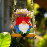 WSHMZYHOME swing garden gnome planter on a patio for charming decor