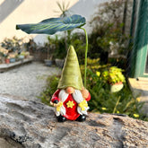 WSHMZYHOME garden gnome with leaf umbrella for charming outdoor decor