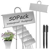 WSICSE metal plant labels 50-pack, durable waterproof garden markers for outdoor labeling.