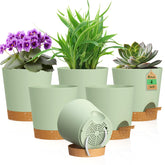 WSMKSZ 4 inch self watering pot with wick rope for even moisture