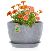 WSMKSZ 12-inch water ripples planter in grey with white speckles, ideal for indoor decor