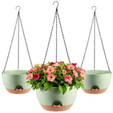 WUCEIAUU 3-piece self-watering hanging planters for a low-maintenance indoor garden setup.