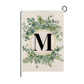 Wyooxoo monogram M floral garden flag front view for outdoor decor and curb appeal