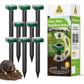 X-octenol mole repellent solar stake front view deters burrowing pests in yard