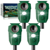 X-octenol solar ultrasonic animal repellent front view deterring wildlife from gardens.