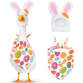 XAKNXGU Easter Bunny Porch Goose Outfit on statue boosts yard charm and seasonal appeal.