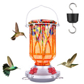 XAROO hummingbird feeder with orange glass and four ports attracts multiple birds