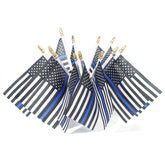 XCFH Thin Blue Line flag on a 4x6 stick for ceremonies and parades.