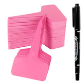 Xgunion pink T-Type plant labels 4in in a garden for clear marking