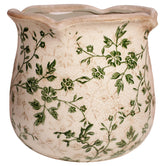 Xiaan Jiaju vintage ceramic plant pot in sage beige for indoor greenery.