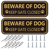 XIAOKAIYAN beware of dog sign 2-pack front view with bold gold text for yard visibility